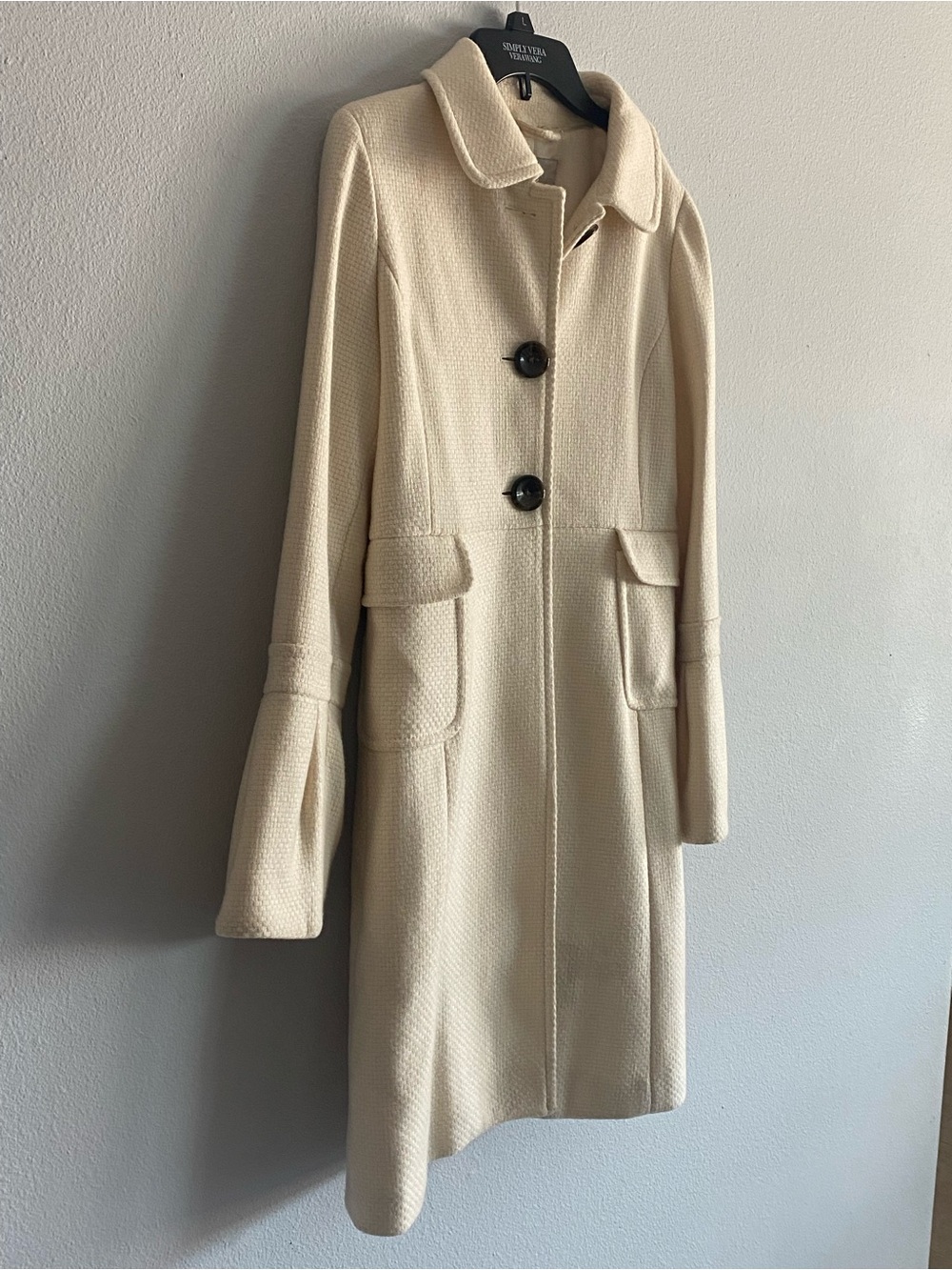 Old Navy Cream Textured Single-Breasted Trench Coat